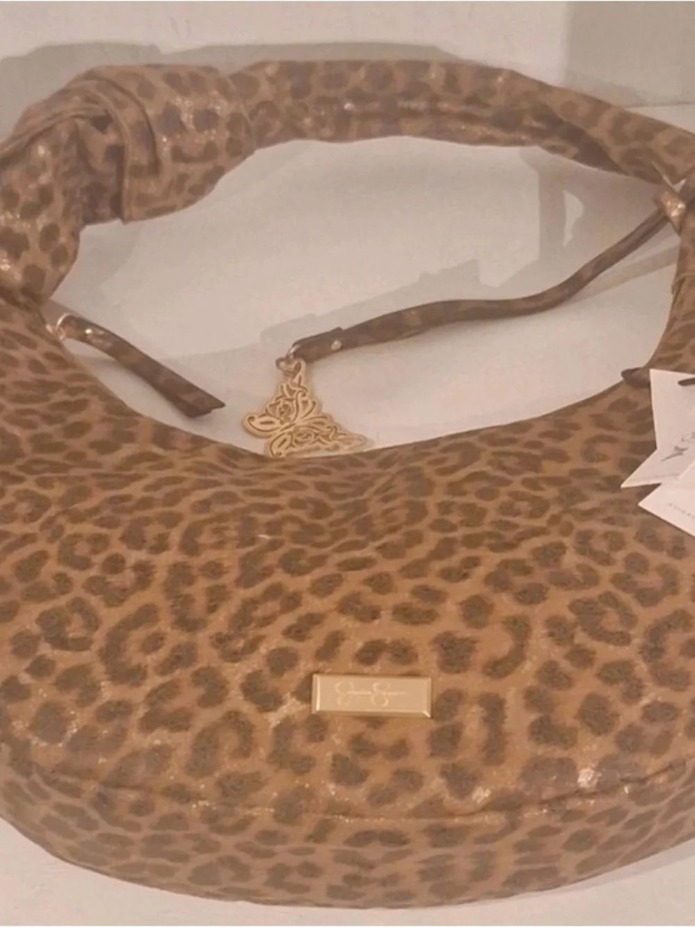 🎉🎉🎉Jessica Simpson Leopard Print Hobo Bag - Brown & Gold